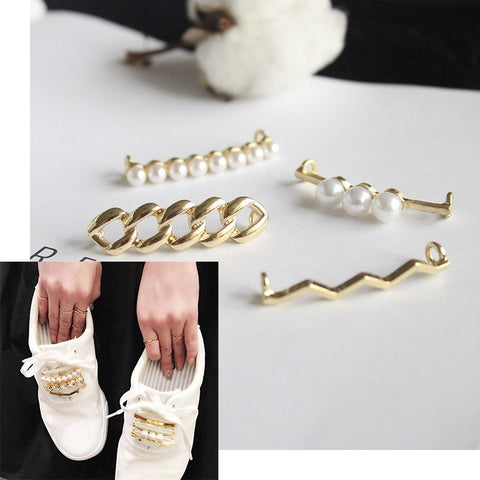 1 Piece Shoelaces Decoration, White Pearl Shoe Accessories