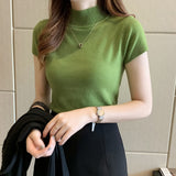 Fashion Knitt Short-sleeved T-shirt Women 2020 New