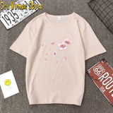 2020 Fashion Pink Cherry Blossom T-Shirt Summer cute Women t-shir