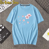 2020 Fashion Pink Cherry Blossom T-Shirt Summer cute Women t-shir