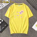 2020 Fashion Pink Cherry Blossom T-Shirt Summer cute Women t-shir