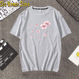 2020 Fashion Pink Cherry Blossom T-Shirt Summer cute Women t-shir