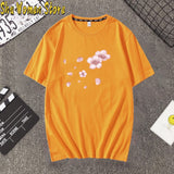 2020 Fashion Pink Cherry Blossom T-Shirt Summer cute Women t-shir