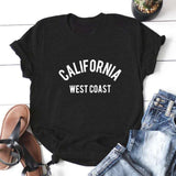 California West Coast Summer T Shirt Women Short Sleeve Funny Tshirt Women Cotton