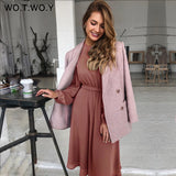 WOTWOY Office Lady Long Sleeves Dress Women 2020