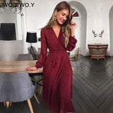 WOTWOY 2020 Bohemian Dot Print Dresses Women Summer Cross