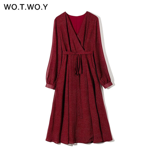 WOTWOY 2020 Bohemian Dot Print Dresses Women Summer Cross