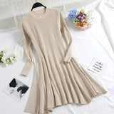 Women Long Sleeve Sweater Dress Women's Irregular Hem Casual Autumn