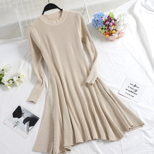 Women Long Sleeve Sweater Dress Women's Irregular Hem Casual Autumn