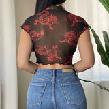 Sweetown Summer Streetwear Sexy Mesh Crop Top T Shirts Women