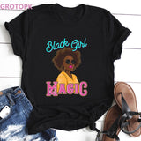 Vogue Black Girl Magic Melanin Poppin T-shirt Harajuku Vintage Cotton Black