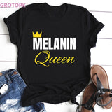 Vogue Black Girl Magic Melanin Poppin T-shirt Harajuku Vintage Cotton Black