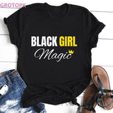 Vogue Black Girl Magic Melanin Poppin T-shirt Harajuku Vintage Cotton Black