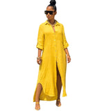 Women fashionable Shirt-style Button Dress Ladies Casual Long Street Dress