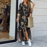 Elegant Maxi Beach Dress Women Button Down Long Shirt Dress