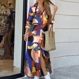 Elegant Maxi Beach Dress Women Button Down Long Shirt Dress