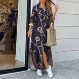 Elegant Maxi Beach Dress Women Button Down Long Shirt Dress