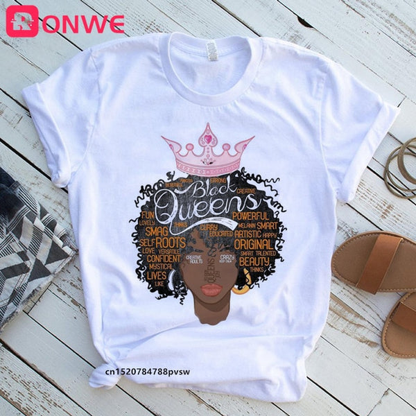 I Am A Strong Melanin Queen t shirt Women Clothes African Black