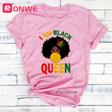 I Am A Strong Melanin Queen t shirt Women Clothes African Black