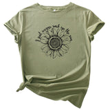 JFUNCY Plus Size Women Summer T Shirt Sunflower Printed T-Shirt