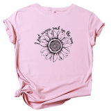 JFUNCY Plus Size Women Summer T Shirt Sunflower Printed T-Shirt