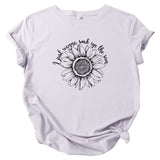 JFUNCY Plus Size Women Summer T Shirt Sunflower Printed T-Shirt