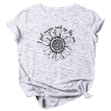 JFUNCY Plus Size Women Summer T Shirt Sunflower Printed T-Shirt