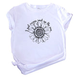 JFUNCY Plus Size Women Summer T Shirt Sunflower Printed T-Shirt