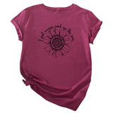 JFUNCY Plus Size Women Summer T Shirt Sunflower Printed T-Shirt