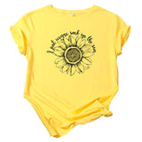 JFUNCY Plus Size Women Summer T Shirt Sunflower Printed T-Shirt