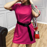 SIDDONS Hot Summer Women Casual Loose Mini Dress With Belt