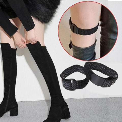 1 Pair Women Long Boots Fixing Anti Fall Strap Shoes Accessories Black